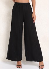 Black Ruched Elastic Waist High Waisted Pants | thumb picture 