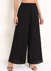 Black Ruched Elastic Waist High Waisted Pants | thumb picture 