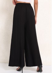 Black Ruched Elastic Waist High Waisted Pants | thumb picture 