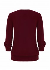 Wine Red Fake 2in1 Plaid Long Sleeve Sweatshirt | thumb picture 