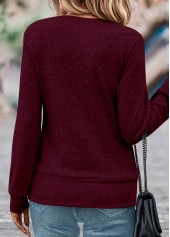 Wine Red Fake 2in1 Plaid Long Sleeve Sweatshirt | thumb picture 