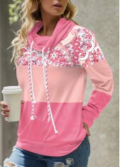 Pink Patchwork Tribal Print Long Sleeve Sweatshirt