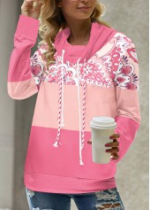 Pink Patchwork Tribal Print Long Sleeve Sweatshirt | thumb picture 