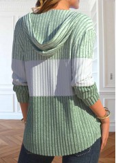 Light Green Patchwork Long Sleeve Hoodie | thumb picture 