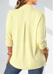 Light Yellow Lace Long Sleeve Shirt Collar Blouse | thumb picture 