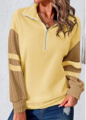Light Yellow Zipper Long Sleeve Sweatshirt | thumb picture 