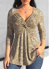 Light Camel Twist Long Sleeve T Shirt