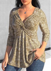 Light Camel Twist Long Sleeve T Shirt | thumb picture 