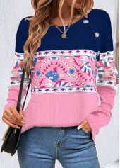 Multi Color Button Tribal Print T Shirt | thumb picture 