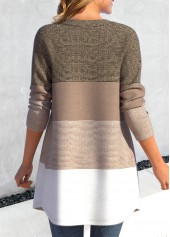 Light Camel Button Striped Long Sleeve Coat | thumb picture 