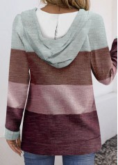 Multi Color Pocket Striped Long Sleeve Hoodie | thumb picture 