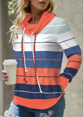 Multi Color Patchwork Striped Long Sleeve Sweatshirt