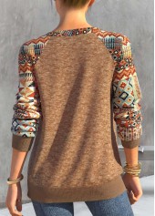 Dark Camel Lace Up Tribal Print T Shirt | thumb picture 