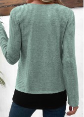 Sage Green Long Sleeve Fake Two Piece Twinset | thumb picture 