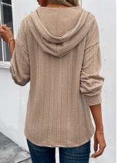 Light Camel Button Long Sleeve Hoodie | thumb picture 