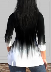 Black Twist Ombre Long Sleeve V Neck T Shirt | thumb picture 