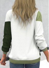 Light Green Patchwork Long Sleeve Round Neck Sweatshirt | thumb picture 