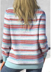 Light Blue Patchwork Long Sleeve Round Neck Sweatshirt | thumb picture 