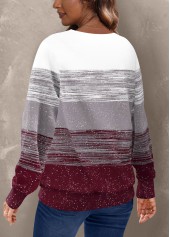 Plus Size Wine Red Geometric Print Long Sleeve Sweatshirt | thumb picture 