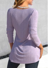 Light Purple Lace Long Sleeve Heart Collar T Shirt | thumb picture 