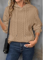 Light Camel Drawstring Long Sleeve Hoodie | thumb picture 