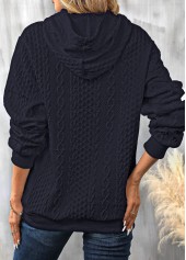 Patchwork Navy Drawstring Long Sleeve Hoodie | thumb picture 