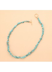 Turquoise Color Round Alloy Detail Necklace | thumb picture 