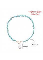 Turquoise Color Round Alloy Detail Necklace | thumb picture 