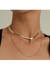 Gold V-Shaped Herringbone Chain Layered Alloy Necklace