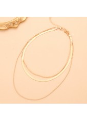 Gold V-Shaped Herringbone Chain Layered Alloy Necklace | thumb picture 