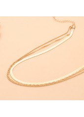Gold V-Shaped Herringbone Chain Layered Alloy Necklace | thumb picture 