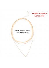 Gold V-Shaped Herringbone Chain Layered Alloy Necklace | thumb picture 