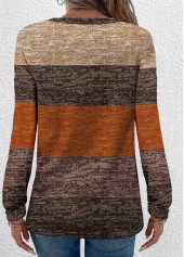 Dark Camel Button Striped Long Sleeve T Shirt | thumb picture 