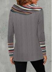 Dark Grey Patchwork Tribal Print Long Sleeve Sweatshirt | thumb picture 