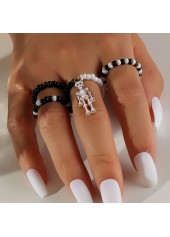 Halloween Black Seed Beads Rings Set