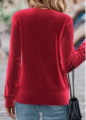 Red Fake 2in1 Plaid Long Sleeve Square Neck Sweatshirt | thumb picture 