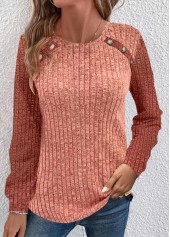 Dusty Pink Ruched Long Sleeve Round Neck Sweatshirt