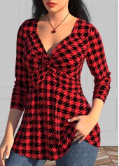 Red Twist Geometric Print Long Sleeve T Shirt | thumb picture 