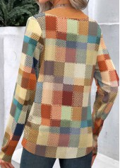 Multi Color Patchwork Geometric Print Long Sleeve Sweatshirt | thumb picture 