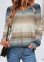 Multi Color Button Striped Long Sleeve T Shirt | thumb picture 