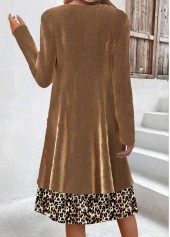Light Coffee Fake 2in1 Leopard A Line Dress | thumb picture 