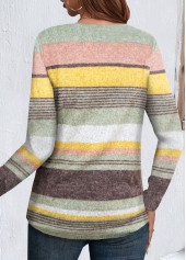 Multi Color Button Striped Long Sleeve T Shirt | thumb picture 