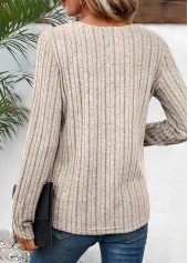 Light Camel Cut Out Long Sleeve T Shirt | thumb picture 