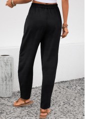 Black Pocket Elastic Waist High Waisted Pants | thumb picture 