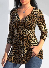 Dark Camel Twist Leopard Long Sleeve T Shirt | thumb picture 
