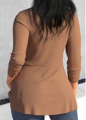 Light Camel Twist Long Sleeve Heart Collar T Shirt | thumb picture 