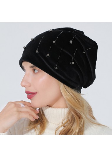 Modlily Black Cotton Hot Drill Flannel Hat - One Size
