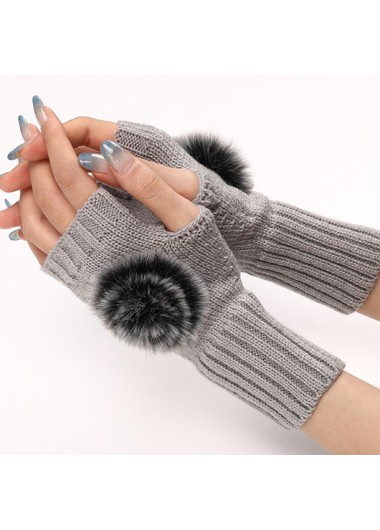 Modlily Grey Below Elbow Warming Fingerless Gloves - One Size