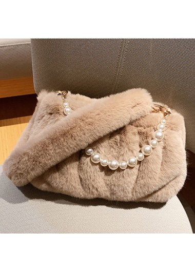Modlily Pearl Dark Camel Zip Shoulder Bag - One Size