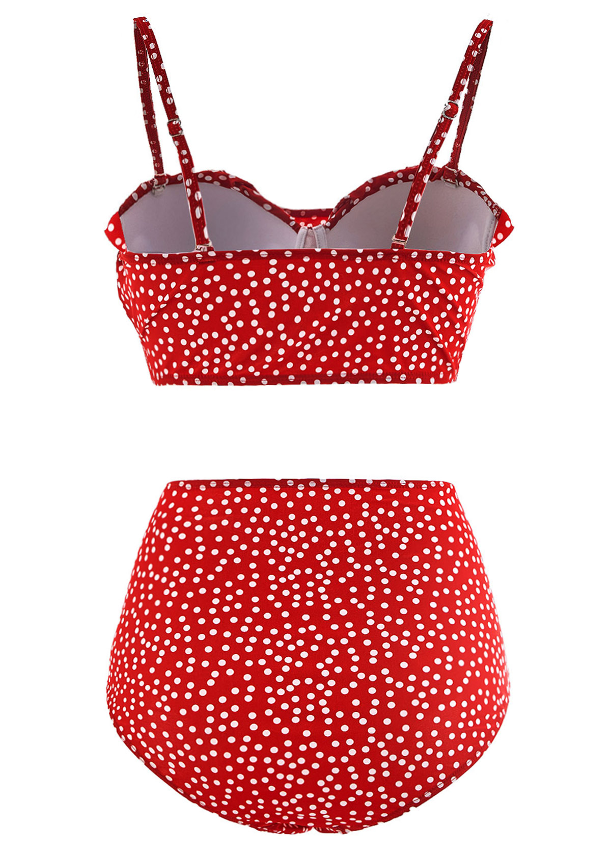 Ruffle Trim Bowknot Polka Dot Bikini Set | picture 